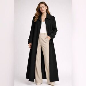 Sequence Maxi Length Trench Coat | Black Longline Coat 16P